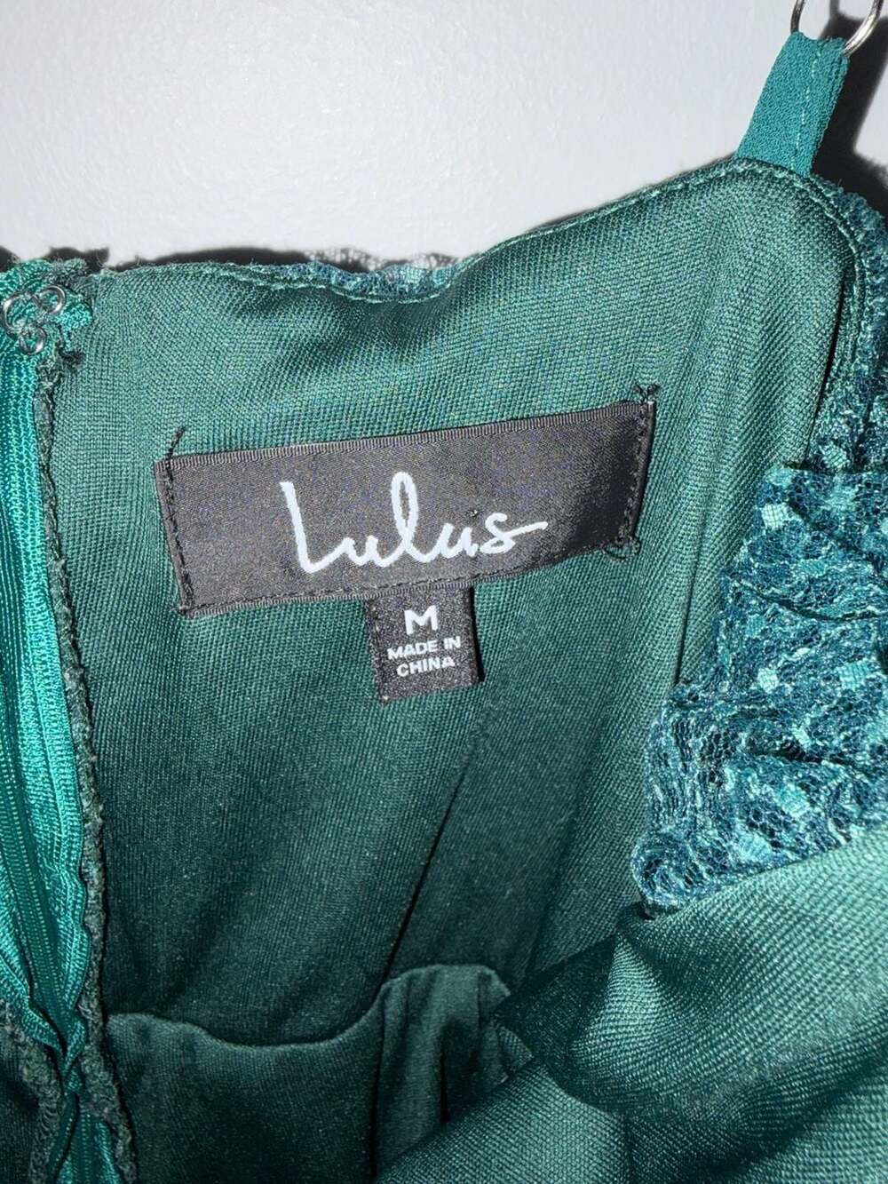Lulus Green Mesh Ruched Ruffle Mini Dress - Picture 2 of 4